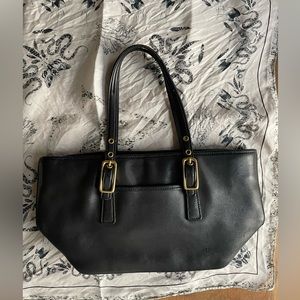 Coach black leather mini hamptons tote